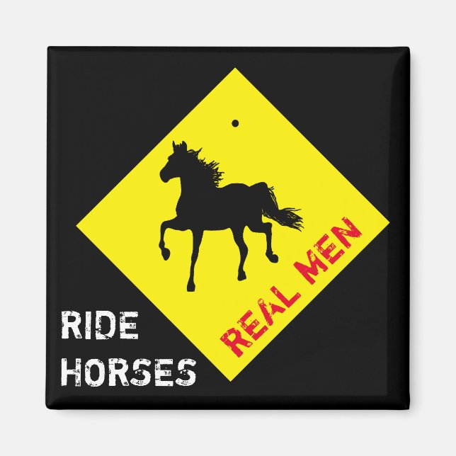Imán Hombres Reales Montan Caballos y Fiestas / Rodeo M (Frente)