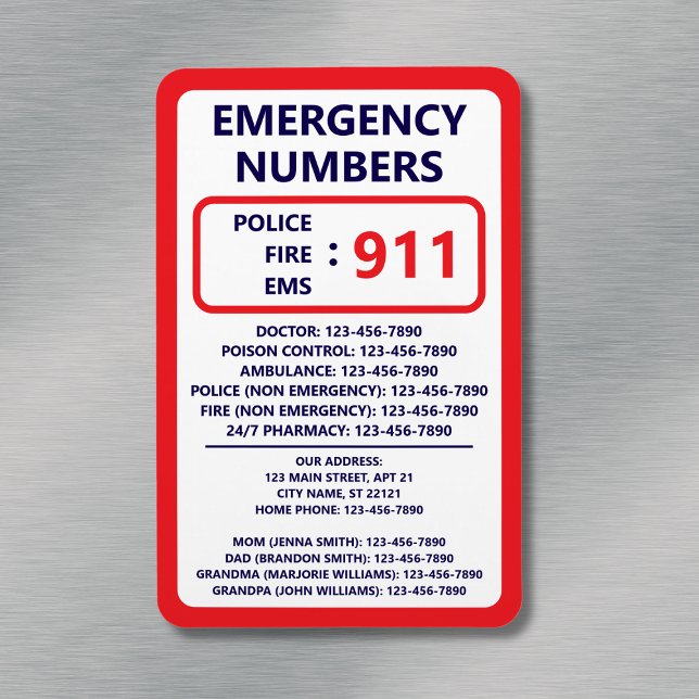 Imán Home Emergency Numbers Useful Contact List (Home Emergency Numbers Useful Contact List Magnet
)