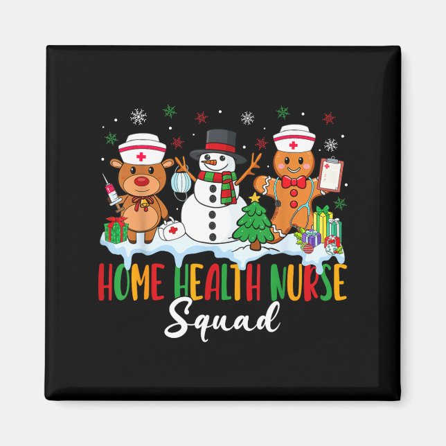 Imán Home Health Nurse Squad Reindeer Gingerbread Chris (Frente)