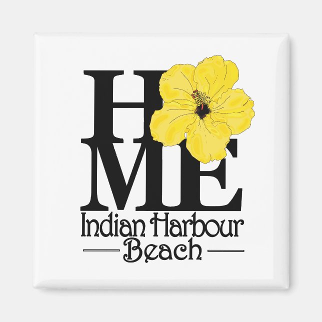 Imán HOME Indian Harbour Beach Yellow Hibiscus (Frente)