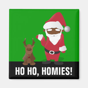 Imán Homeboys de las Felices Navidad: Santa negro y