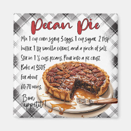 Imán Homemade Pecan Pie Recipe Plaid Kitchen Decor  