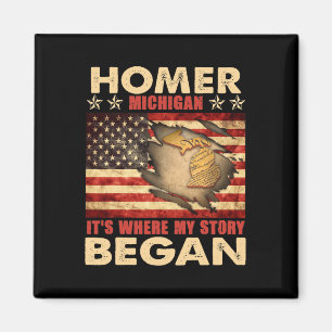 Imán Homer Michigan Bandera Estadounidense 4 De Julio