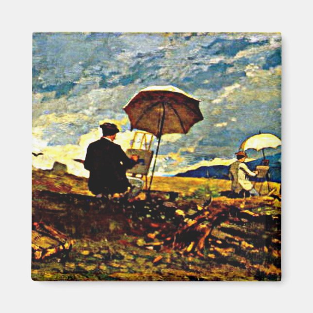 Imán Homero: Artistas bosquejando en las montañas blanc (Frente)