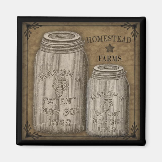 Imán Homestead Primitive Canning Jar Magnet (Frente)