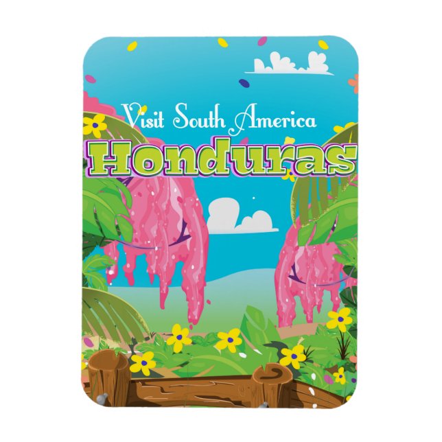 Imán Honduras impresión de viaje de dibujos animados. (Vertical)