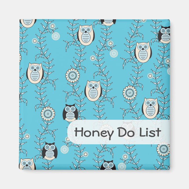 Imán "Honey Do" de búhos modernos (Frente)