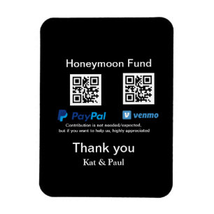 Imán Honeymoon Fund PayPal Venmo código QR gracias