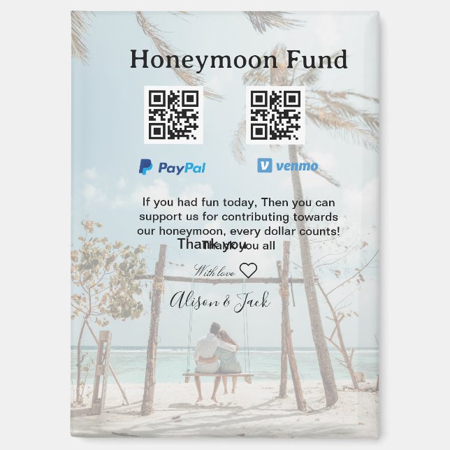Imán Honeymoon fund venomo paypal donation Q R couple (Anverso)