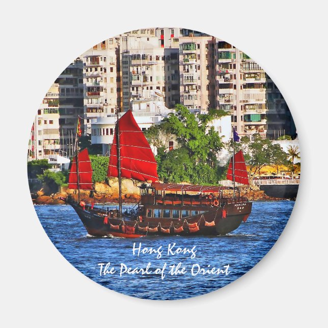 Imán Hong Kong Sampan The Pearl of the Orient (Frente)