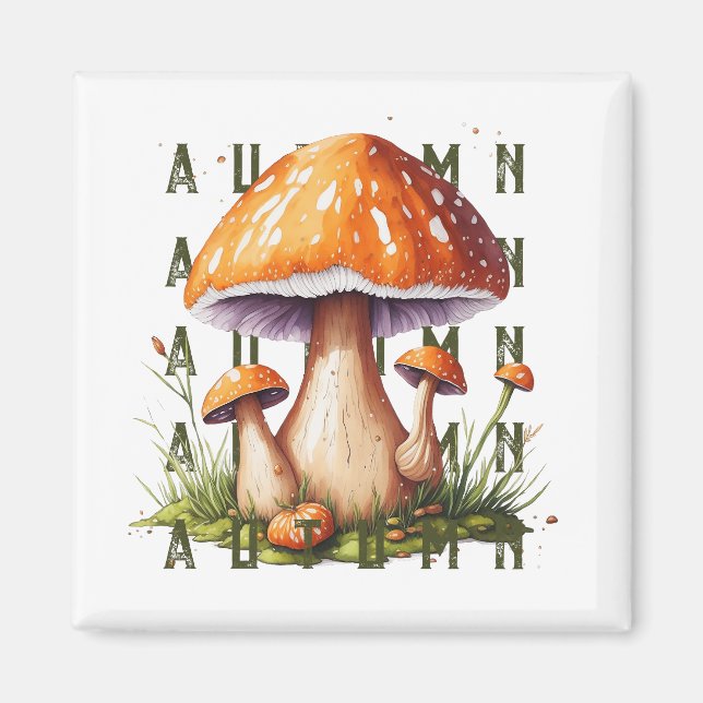 Imán Hongos en el bosque otoñal (Frente)