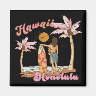 Imán Honolulu Hawái Retro Surf Playa Tropical