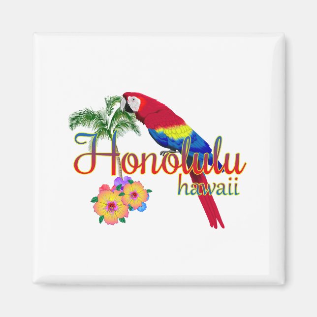 Imán Honolulu Hawaii Loro Tropical (Frente)