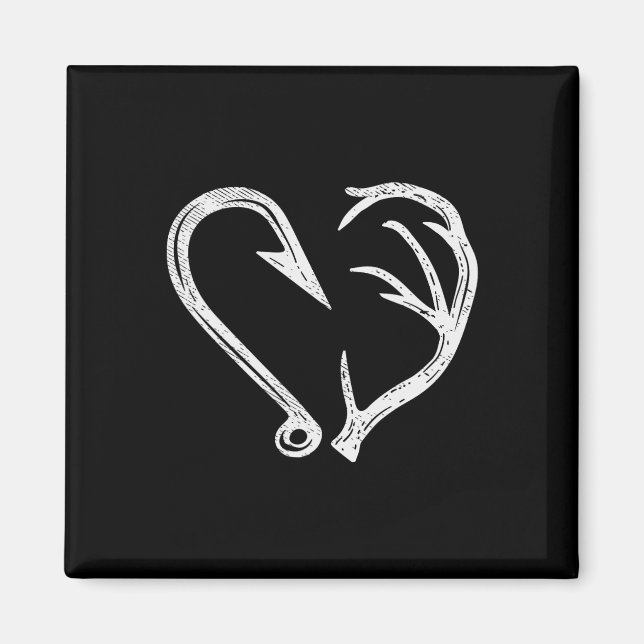 Imán Hook Antler Heart Love Fishing Fish Deer H (Frente)