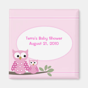 Imán Hoot Owls PINK Baby Shower Favnet