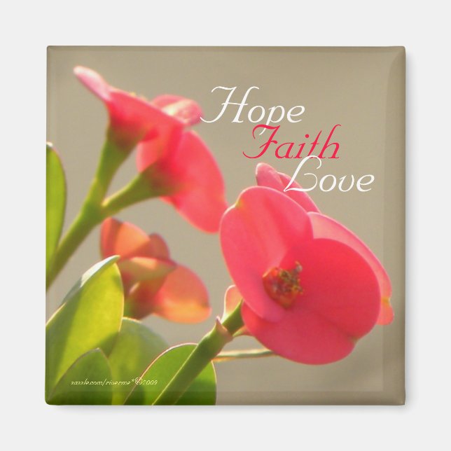 Imán Hope Faith Love/ Floral (Frente)