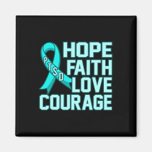 Imán Hope Faith Love Ptsd Stress Awareness Ribbon Graph