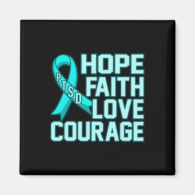 Imán Hope Faith Love Ptsd Stress Awareness Ribbon Graph (Frente)