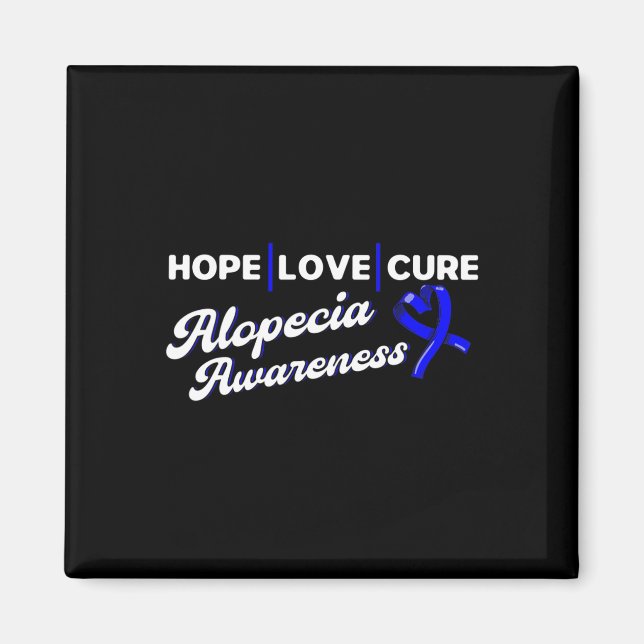 Imán Hope Love Cure Support Alopecia Awareness Ribbon (Frente)