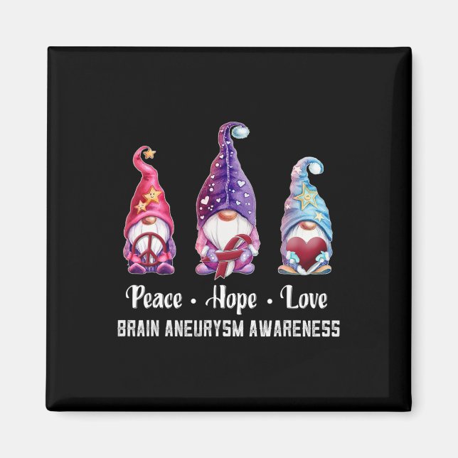 Imán Hope Love Gnomes Brain Aneurysm Awareness (Frente)