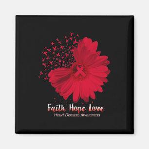 Imán Hope Love Heart Disease Awareness Sunflower
