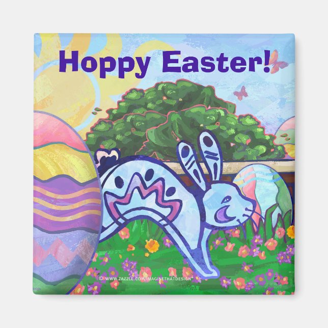 Imán Hoppy Easter Easter Bunny Magnet (Frente)