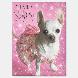 Imán Hora de brillar chihuahua lindo en vestido
