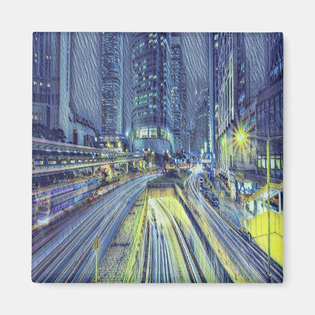 Imán Hora de la noche de Hong Kong (Frente)