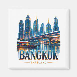 Imán Horizonte de Bangkok Tailandia Recuerdo de Viaje