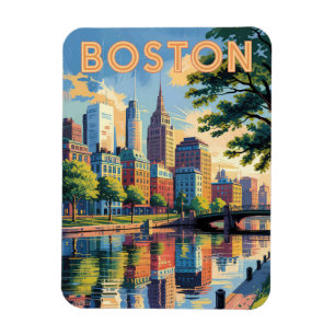 Imán Horizonte de Boston Massachusetts Arte de Viaje Vi