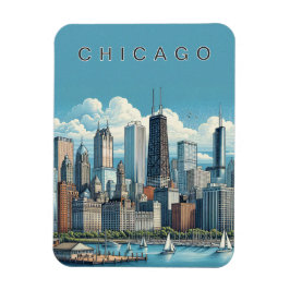 Imán Horizonte de Chicago Azul