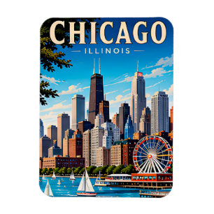 Imán Horizonte de Chicago EE. UU. Recuerdo de viaje