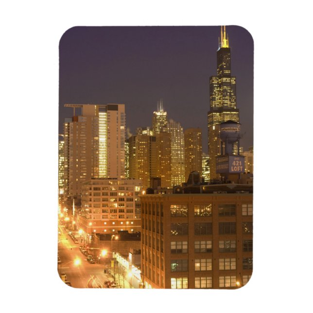 Imán Horizonte de Chicago, Illinois, desde West Loop en (Vertical)