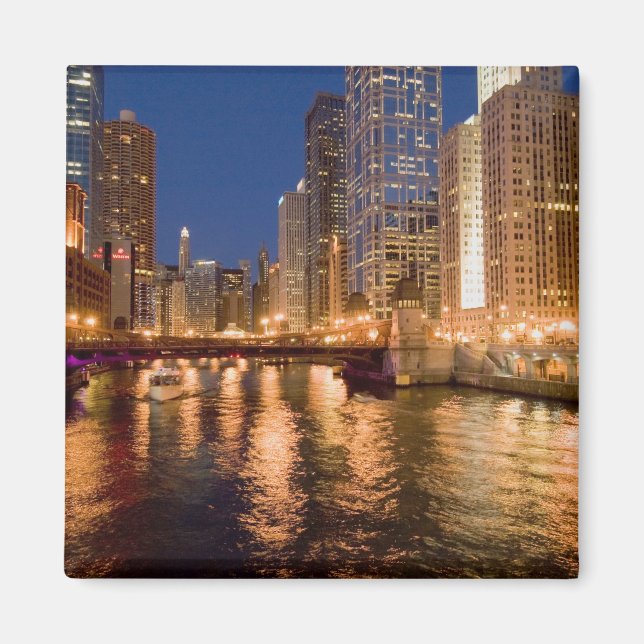 Imán Horizonte de Chicago, Illinois, y río Chicago a la (Frente)