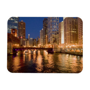 Imán Horizonte de Chicago, Illinois, y río Chicago a la