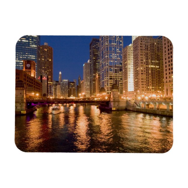 Imán Horizonte de Chicago, Illinois, y río Chicago a la (Horizontal)