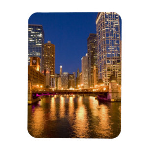 Imán Horizonte de Chicago, Illinois, y río Chicago en