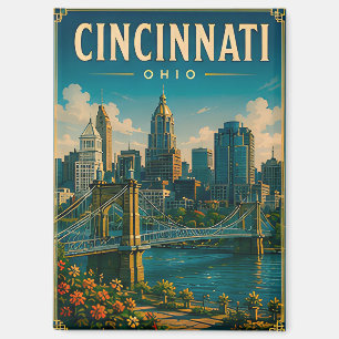 Imán 🌉 Horizonte de Cincinnati, Ohio y frente al río