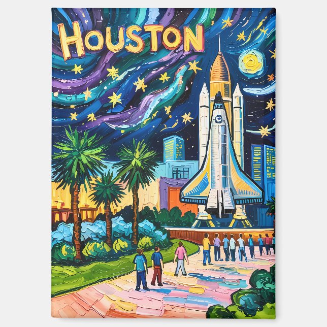 Imán Horizonte de Houston Centro Espacial Cohete Van Go (Anverso)