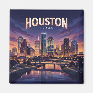 Imán Horizonte de Houston de noche Texas