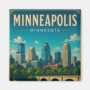 Imán 🌉 Horizonte de Minneapolis Minnesota y río