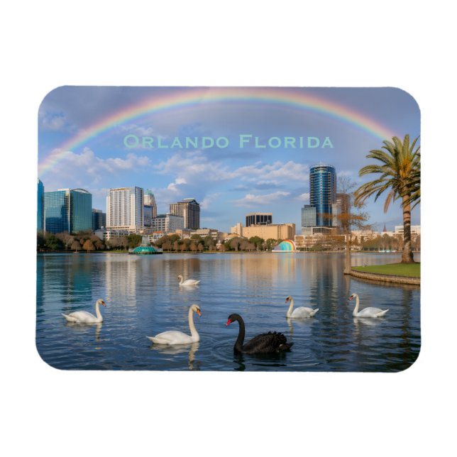 Imán Horizonte de Orlando Florida Lago Eola Arcoiris y  (Horizontal)