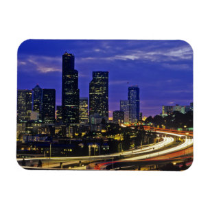 Imán horizonte de Seattle, Washington de noche