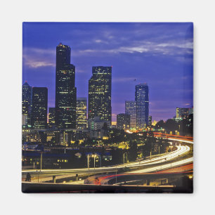 Imán horizonte de Seattle, Washington de noche