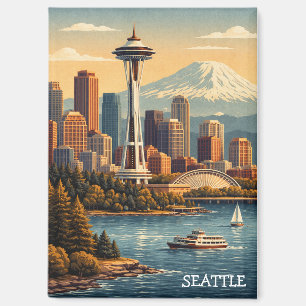 Imán Horizonte de Seattle, Washington Vintage Viajes