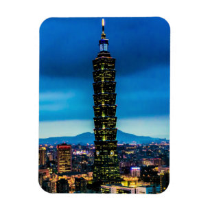 Imán Horizonte de Taipei, Taiwán en la noche