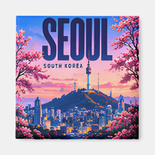 Imán 🌸 Horizonte Moderno de Seúl Estilo Ciudad 🌸
