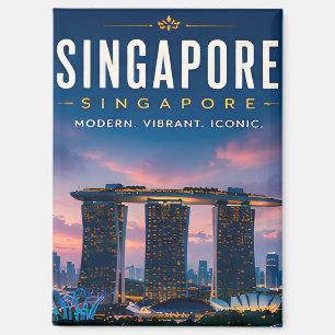 Imán 🌆 Horizonte Moderno de Singapur Decoración de Hog
