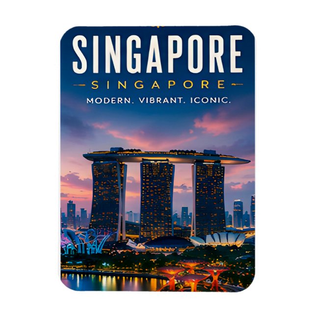 Imán 🌆 Horizonte moderno de Singapur Decoración de hog (Vertical)