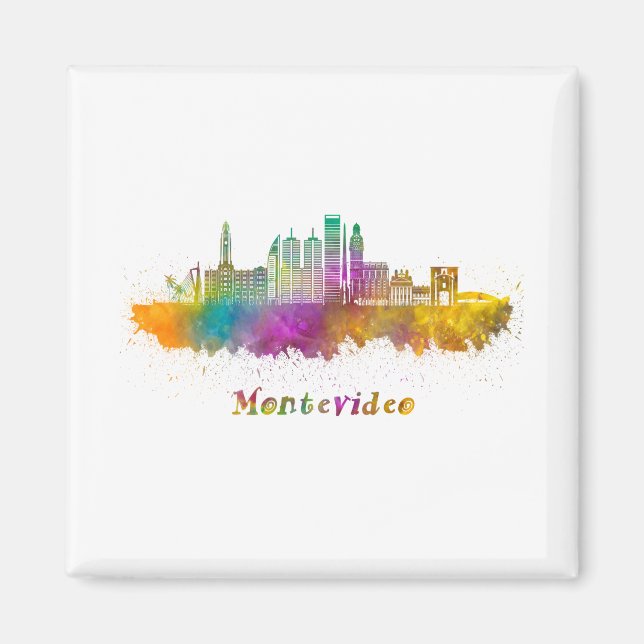 Imán horizonte montevideo acuarela (Frente)